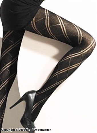 Tights with crossing stripes